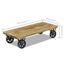 vidaXL Table basse bois de manguier 120x60x30 cm pas cher