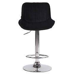 Decoshop26 Tabouret de bar chaise haute x1 en velours noir coutures verticales support en métal chromé 10_0005108