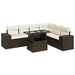 vidaXL Salon de jardin avec coussins 7 pcs marron résine tressée