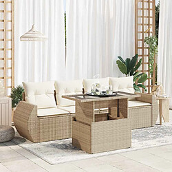 vidaXL Salon de jardin avec coussins 5 pcs beige résine tressée