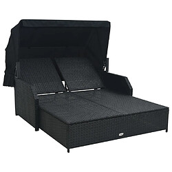 Acheter Maison Chic Chaise longue à 2 places avec auvent | Bain de soleil Relax | Transat Résine tressée Noir -GKD80552