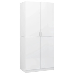 vidaXL Garde-robe Blanc brillant 80x52x180 cm Bois d’ingénierie