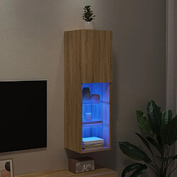 Maison Chic Meuble TV avec lumières LED, Banc TV pour salon, Meuble de rangement chêne sonoma 30,5x30x102 cm -GKD24522 pas cher