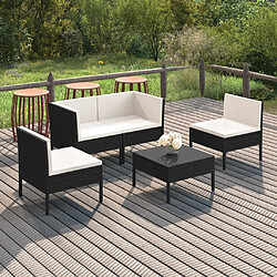 Maison Chic Salon de jardin 5 pcs + coussins - Mobilier/Meubles de jardin - Table et chaises d'extérieur Résine tressée Noir -MN29164