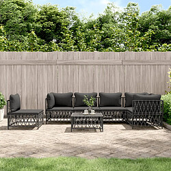 vidaXL Salon de jardin 7 pcs avec coussins anthracite acier