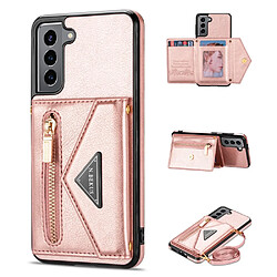 Coque en TPU + PU N.BEKUS avec béquille, porte-carte et dragonne rose pour votre Samsung Galaxy S22 Plus 5G