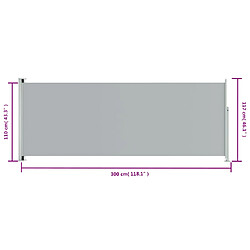 vidaXL Auvent latéral rétractable de patio 117x300 cm Gris pas cher