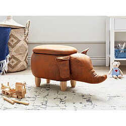 Beliani Repose-pied ELEPHANT Marron foncé Cuir PU