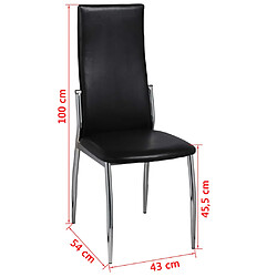 vidaXL Chaises à manger lot de 6 noir similicuir pas cher