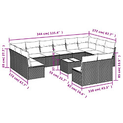 Avis Maison Chic Salon de jardin avec coussins 13 pcs | Ensemble de Table et chaises | Mobilier d'Extérieur beige résine tressée -GKD90218