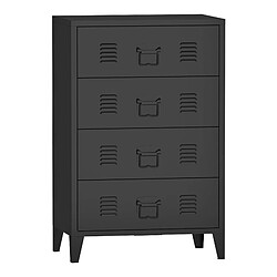 Helloshop26 Commode stylée meuble de rangement pratique métallique avec 4 tiroirs acier 92 x 80 x 40 cm noir 03_0006839