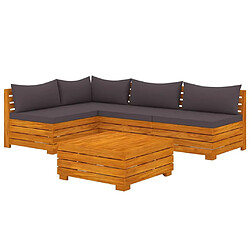 Maison Chic Salon de jardin 5 pcs avec coussins | Ensemble de Table et chaises | Mobilier d'Extérieur Bois d'acacia solide -GKD95366