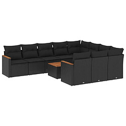 Maison Chic Salon de jardin 11 pcs avec coussins | Ensemble de Table et chaises | Mobilier d'Extérieur noir résine tressée -GKD61488