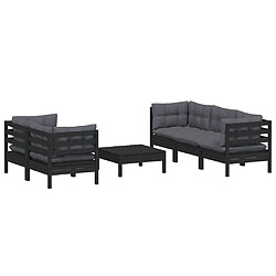 Avis Maison Chic Salon de jardin 6 pcs + coussins - Mobilier/Meubles de jardin - Table et chaises d'extérieur anthracite Bois de pin -MN34382