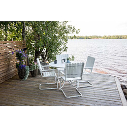 Venture Home Table ronde et 4 chaises de jardin en acier et aintwood Holmsund blanc.