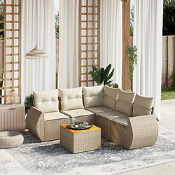 Maison Chic Salon de jardin avec coussins 6 pcs | Ensemble de Table et chaises | Mobilier d'Extérieur beige résine tressée -GKD52321