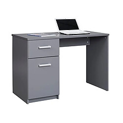 Pegane Bureau 1 porte + 1 tiroir coloris gris graphite - Longueur 115 x hauteur 76 x Profondeur 55 cm