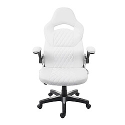 Acheter Decoshop26 Fauteuil chaise de bureau pivotante hauteur réglable mécanisme à bascule synthétique blanc 04_0001855