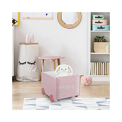 The Home Deco Kids Bac de rangement chariot pour enfant rose - happy.