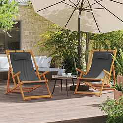 Maison Chic Lot de 2 Chaises de plage pliables | Chaises Relax d'extérieur gris tissu -GKD54501