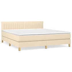 Maison Chic Lit adulte- Lit + matelas,Sommier à lattes de lit avec matelas Crème 180x200 cm Tissu -GKD22173