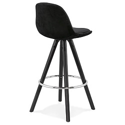 Acheter Alterego Tabouret snack mi-hauteur 'SPIRIT MINI' en velours noir et pieds en bois noir