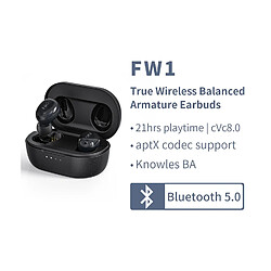 Universal Bouchons d'oreille sans fil, basses, casque TWS Bluetooth V5.0 avec aptX, 21 heures de lecture |