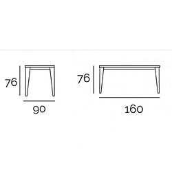 Inside 75 Table repas GEO 6 couverts 160 x 90 x 76 cm pieds chêne plateau céramique blanc