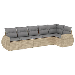 vidaXL Salon de jardin avec coussins 6 pcs beige résine tressée