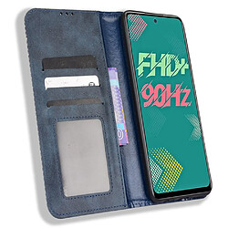 Etui en PU texture rétro, auto-absorbé magnétique avec support pour votre Infinix Hot 11s/Hot 11s NFC 4G - bleu