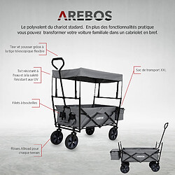 Avis AREBOS Chariot de jardin pliable, Chariot de transport à main, Avec barre de poussée, Pliable, Gris