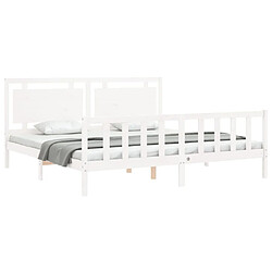 Acheter Maison Chic Lit adulte - Cadre Structure de lit avec tête de lit Contemporain blanc 200x200 cm bois massif -MN43612