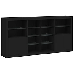 Avis Maison Chic Commode Buffet - Meuble de rangement avec lumières LED noir 202x37x100 cm -GKD74250