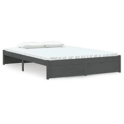 vidaXL Cadre de lit sans matelas gris bois massif 140x190 cm