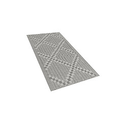 Beliani Tapis extérieur gris au motif à carreaux 60 x 105 cm JALNA