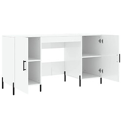 Maison Chic Bureau,Table de travail,bureau de travail pour chambre Blanc brillant 140x50x75 cm Bois d'ingénierie -GKD60119 pas cher