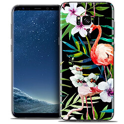 Caseink Coque Housse Etui Samsung Galaxy S8 (G950) [Crystal Gel HD Collection Watercolor Design Tropical Flamingo - Souple - Ultra Fin - Imprimé en France]