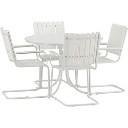 Avis Venture Home Table ronde et 4 chaises de jardin en acier et aintwood Holmsund blanc.