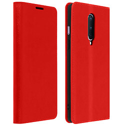 Avizar Étui OnePlus 8 Cuir Véritable Porte cartes Support Vidéo rouge