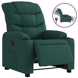 vidaXL Fauteuil inclinable électrique Vert foncé Tissu