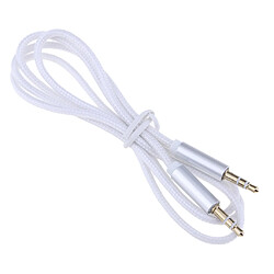 Acheter 1 m 3,5 mm mâle à mâle auxiliaire auxiliaire audio câble audio nylon tresse nouveau blanc