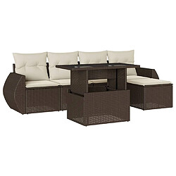 vidaXL Salon de jardin avec coussins 6 pcs marron résine tressée