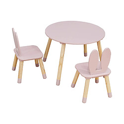 Mobili Rebecca Table et 2 chaises pour enfants Rebecca Mobili Hely 44x60x60 MDF Pin Rose Marron ENSEMBLE 3 pcs 