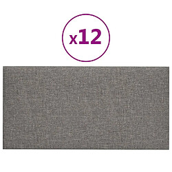 vidaXL Panneaux muraux 12 pcs Gris clair 60x30 cm Tissu 2,16 m²