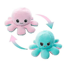 Universal Amusant double face flip réversible poulpe mignon animal en peluche (rose bleu clair)