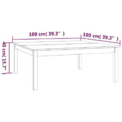 vidaXL Table basse Gris 100x100x40 cm Bois massif de pin pas cher