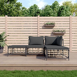 Maison Chic Salon de jardin 4 pcs + coussins - Mobilier/Meubles de jardin - Table et chaises d'extérieur anthracite résine tressée -MN27728