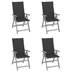 vidaXL Chaises inclinables de jardin lot de 4 et coussins Bois acacia