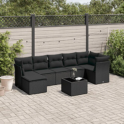 vidaXL Salon de jardin 8 pcs avec coussins noir résine tressée