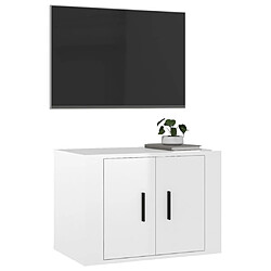 Acheter Maison Chic Meuble TV scandinave mural Banc TV suspendu pour salon - Blanc brillant 57x34,5x40 cm -MN50080